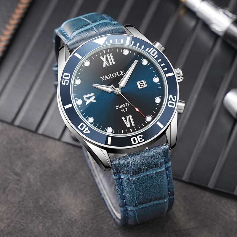 

2022 Top Brand Luxury Fashion Mens Luminous Watches 30ATM Waterproof leather Watch Quartz Men Date Calendar Business Wristwatch