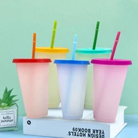 drinking cup pp 700ml cup straw cup tumbler reusable water bottle with straw color changing tumblers straw mug drinkware