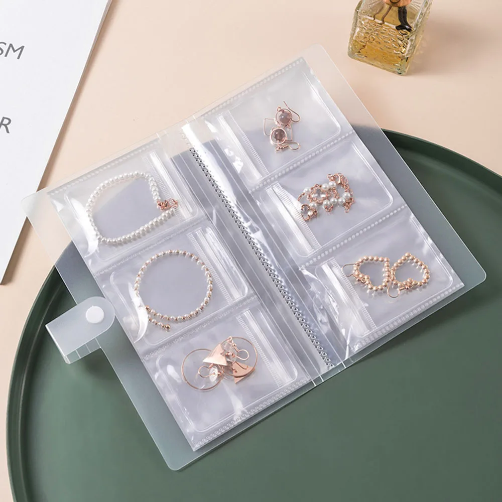 Transparent Jewelry Organizer Book Travel Jewelry Storage Book Portable Jewelry Album with Clear PVC Bag for Earring Stud Ring