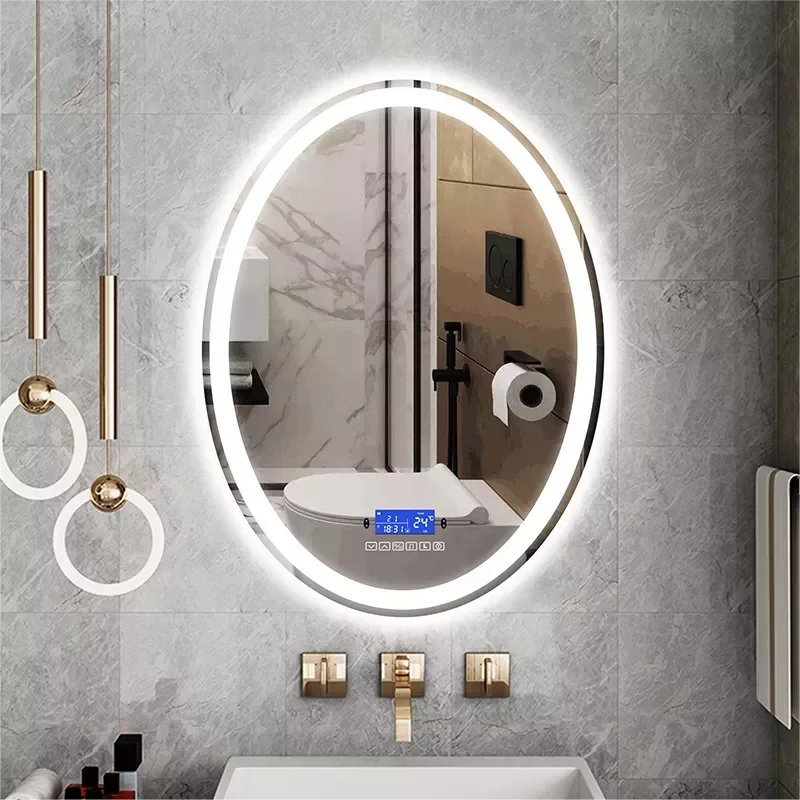

Умное регулируемое светодиодное зеркало для ванной комнаты NEW2023, 3 цвета, Bluetooth, анти-туман, приглушаемый индукционный светильник человеческ...