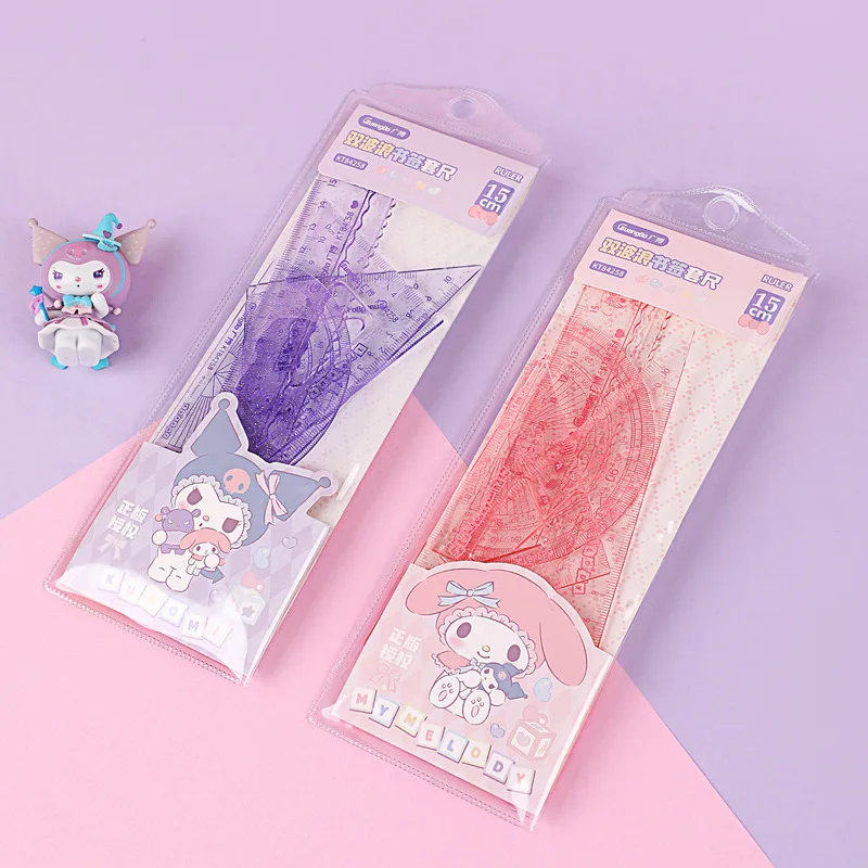 

Genuine Sanrio Stationery Melody 15cm Set Ruler Student Test Ruler Wave Ruler Kulom Triangle Ruler