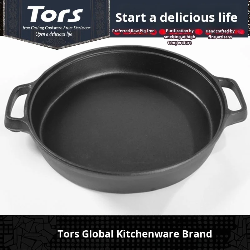 Чугунная сковорода ручной работы из необработанного металла глубокая без