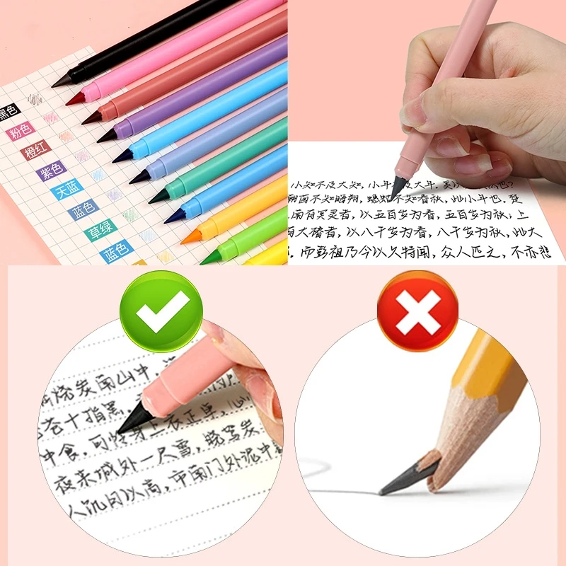 

60Pcs Color Inkless Pencil Pen Infinite Writing Correction Supplies For Kids Erasable Drawing Sketching Endless Eternal Pencils