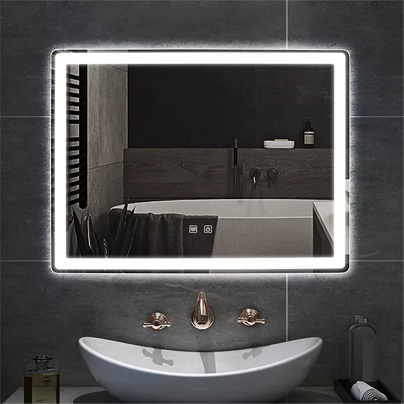 

60x80cm Smart Rectangular Makeup Bathroom Mirror High Quality Refection Three Color LED Vanity Mirror With Anti-fog Dimmer