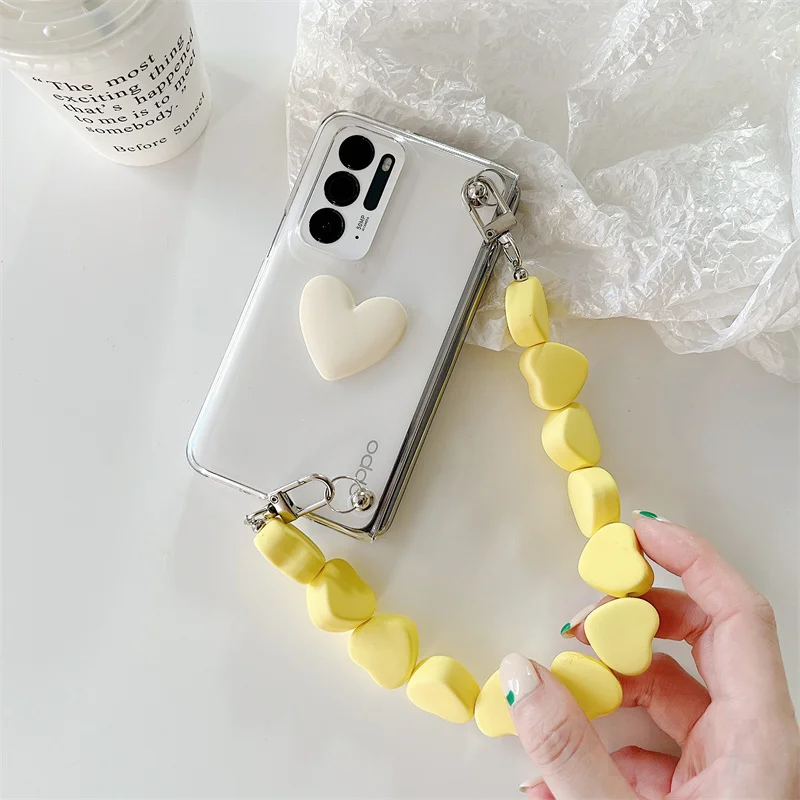 3D Браслет с милым сердцем веревочный чехол для телефона OPPO Find N Складная крышка