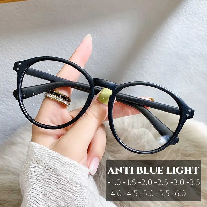 

New Vintage Round Myopia Glasses Anti-Blue Light Eyeglasses Women Men Spectacle Optical Near Sight Glasses Diopter -1.0 To -6.0