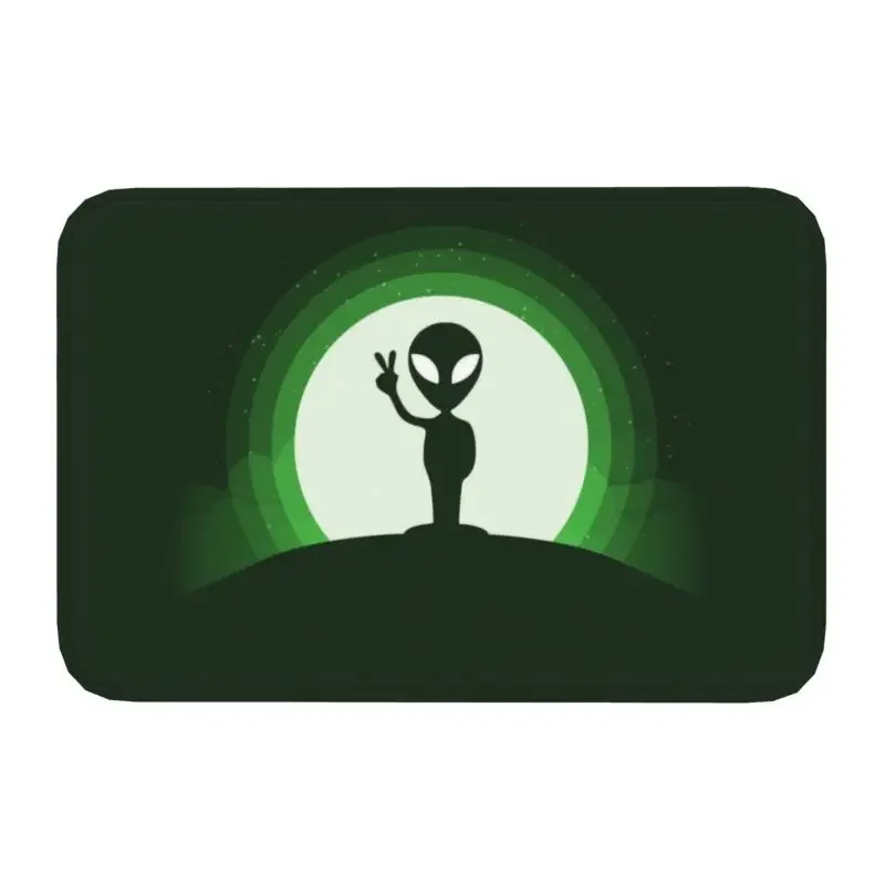 

Инопланетянин в зеленом лунном свете, Входные Коврики для входной двери в помещении, НЛО, научная фантастика, коврик для ванной и кухни, ковер