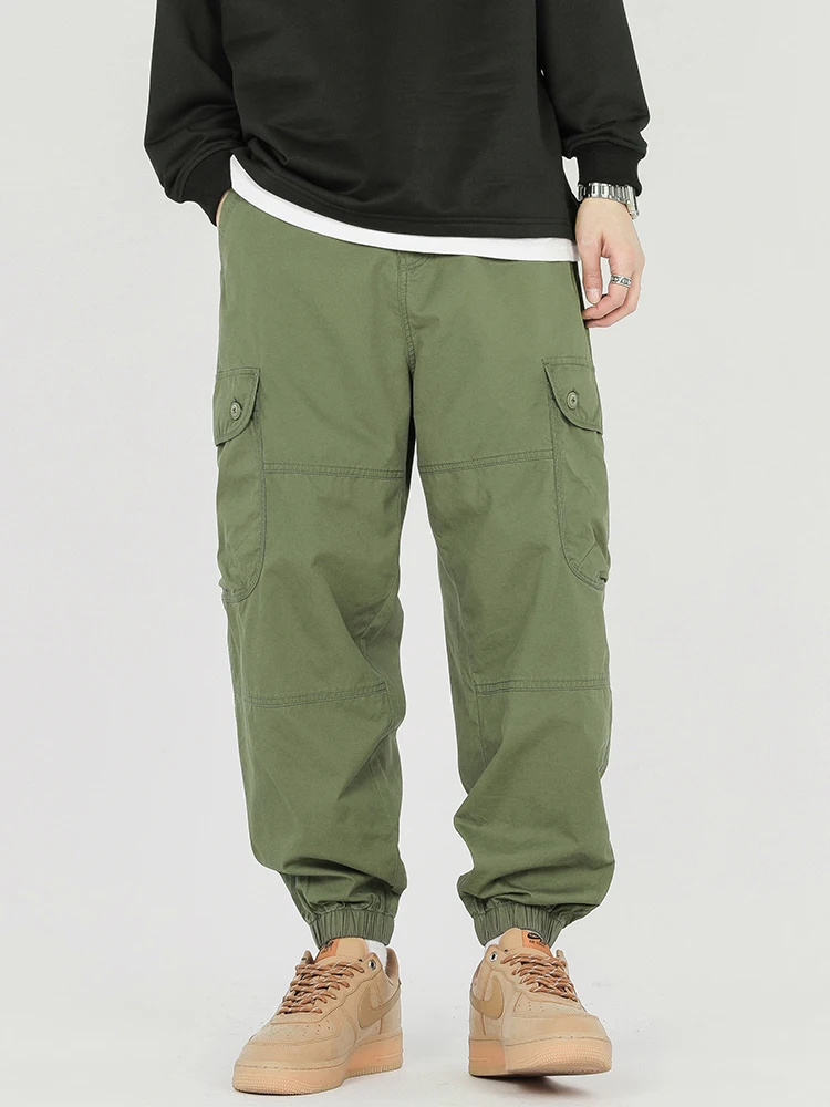 

Мужские брюки-карго с несколькими карманами, 2023 хлопок, длиной до щиколотки, мешковатые джоггеры, уличная одежда, Свободные повседневные рабочие брюки, весна-лето 100%