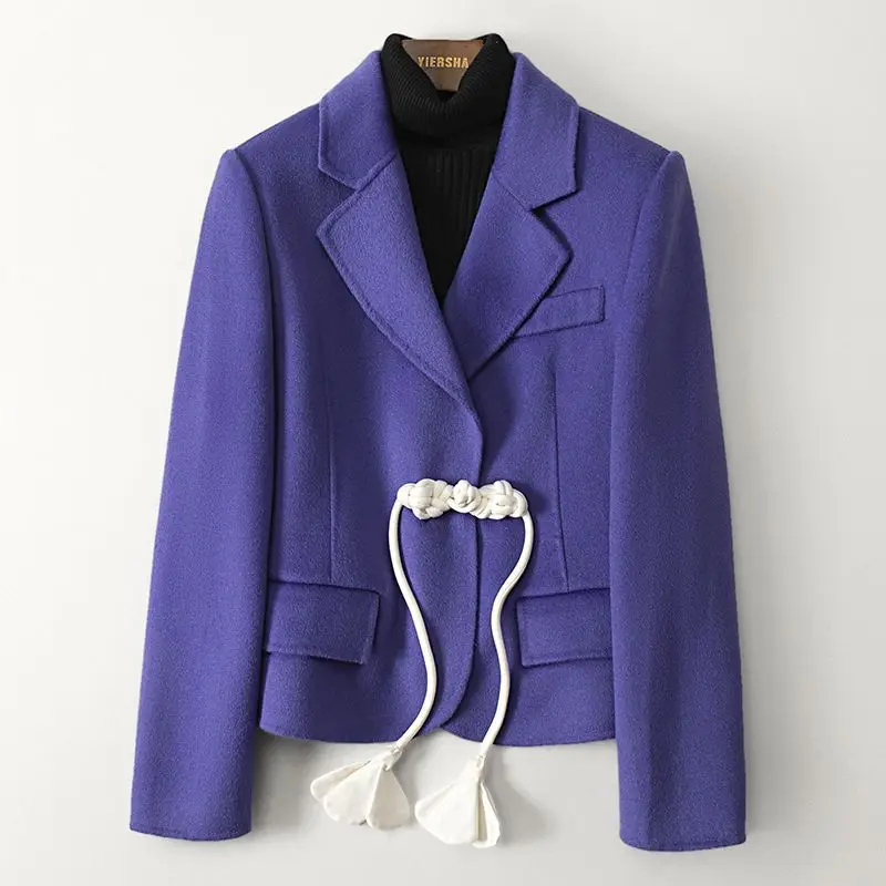 

Одежда разного размера, 10% кашемир, 90% австралийская шерсть, весна 2023, короткая двухсторонняя ткань, Новое Женское пальто