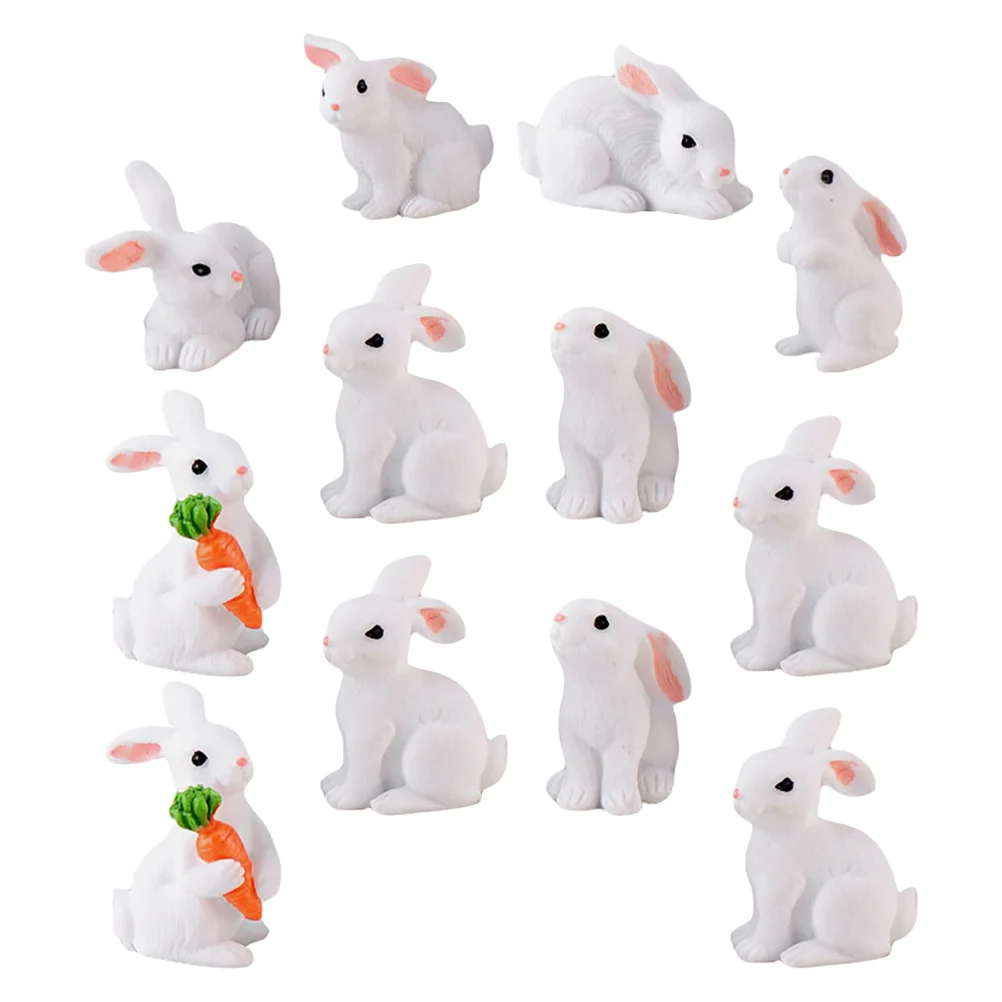 

Rabbit Mini Easter Bunny Figurines Miniature Figurine Figures Resin Cake Figure Decor Rabbits Topper Crafts Models New Ornament