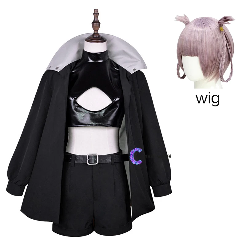 

Anime Call of The Night Nanakusa Nazuna Cosplay Costume Wig Black Cloak Jacket Leather Vest Shorts Outfit Yofukashi No Uta Women