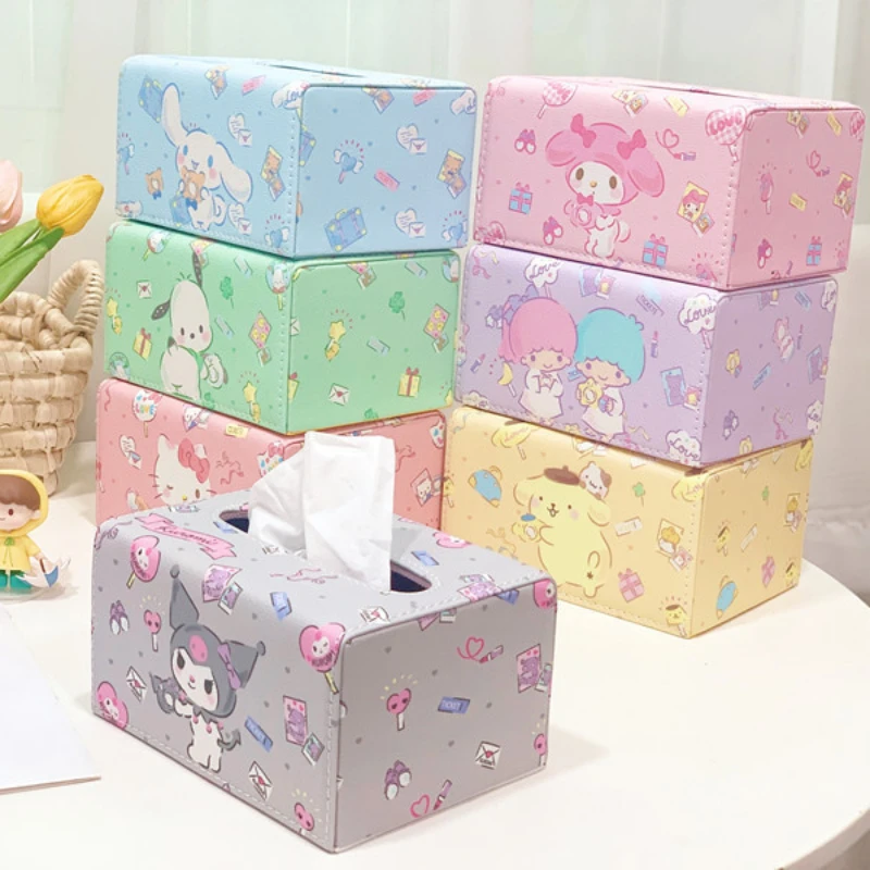 Kawaii Sanrio аниме HelloKitty Kuromi Melody салфетки для настольного компьютера Box милый
