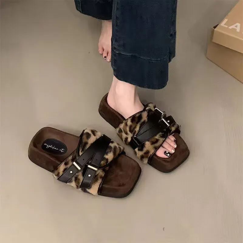 Осень-зима 2024 плюшевые тапочки на толстой подошве уличные модные индивидуальные