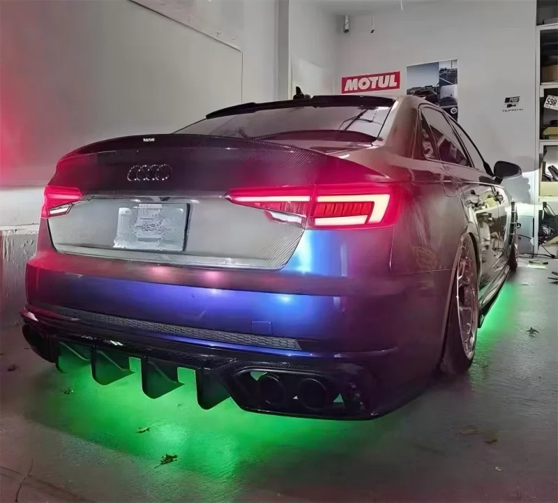 Фото Для Audi A4 S4 B9 B9.5 2017-2022: задний бампер, диффузор, сплиттеры, спойлер из настоящего сухого карбона, аксессуары для автомобиля, комплект обвеса №4