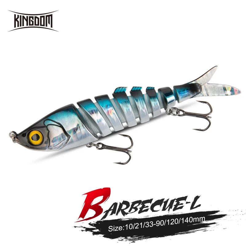 Kingdom New Barbecue-L Fishing Lures Multi Jointed 90mm 120mm 140mm Sinking Hard Baits Swimbaits Realistic Wobblers Lure Pike