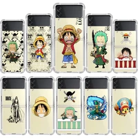 anime one piece luxury case for samsung galaxy z flip 3 5g funda z flip3 clear pc hard back phone coque shell