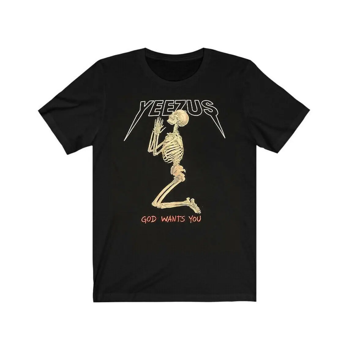 

Vintage Kanye West Yeezus God Wants You Skeleton Black T Shirt YK0140