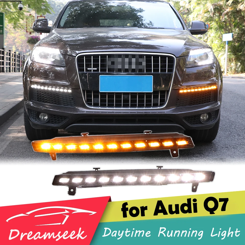 

2 Color LED DRL Daytime Running Light For Audi Q7 Facelift Model 2010 2011 2012 2013 2014 2015 Fog Lamp With Yellow Turn Signal