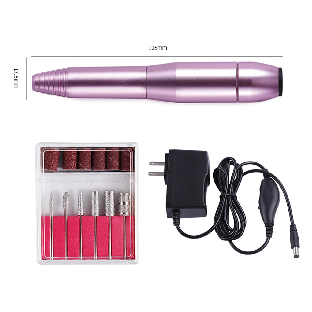 

Mini Nail Polisher Electric Nail Art Drill 6 Bits Manicure Polishing Machine Pedicure Tools US Plug