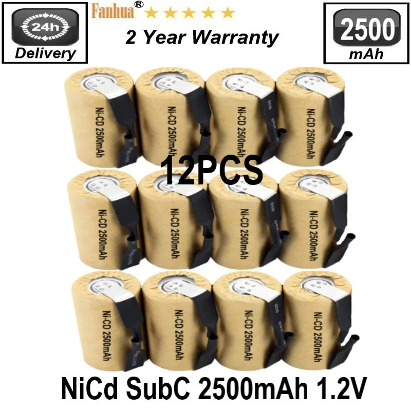 12 шт. SC2500mAh 100% высокая скорость 1 2 V Sub C 2500mAh 4 NiCd перезаряжаемая батарея для