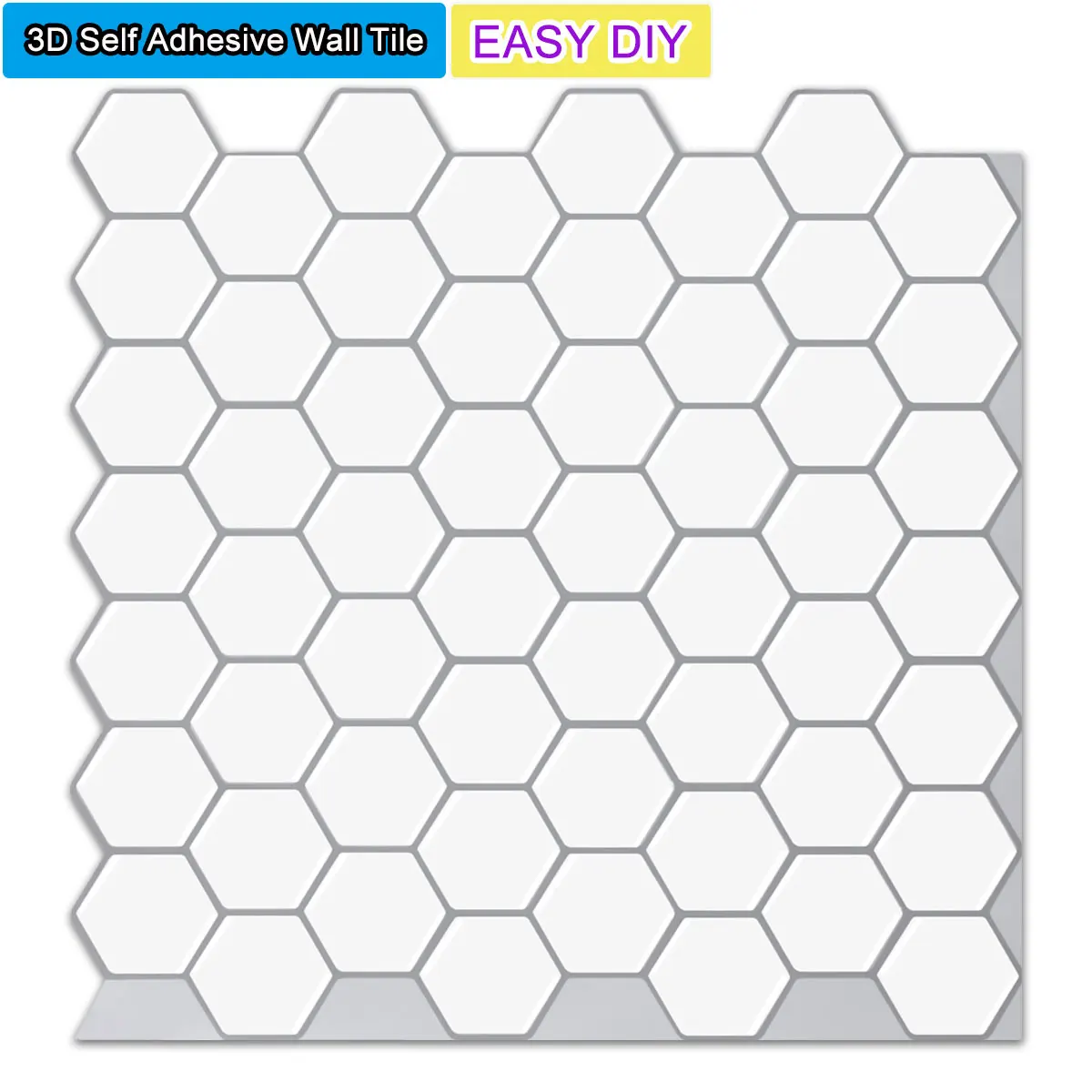 

EasyTiles Hexagon Mosaic Sticker Home Decor Anti-Mold Self Adhesive Wallpaper Kitchen Peel And Stick Wall Tiles - 1 Sheet