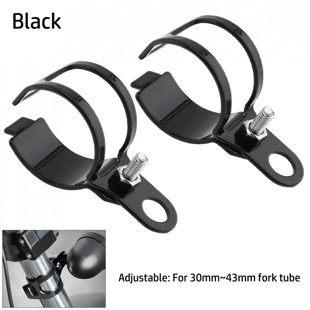 

2x Motorcycle Turn Signal Light Mount Brackets 30-43mm For Motorbike Front Fork Complete Kit Accessories