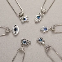 fashion blue evil eye pendant necklace for women lucky hamsa butterfly owl elephant pendant clavicle chain choker jewelry gift