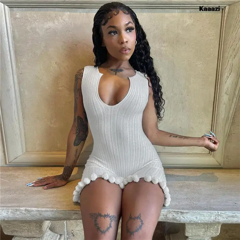 

KAAAZI Sleeveless Tank Top Playsuit Sexy Slim Fit Fashion Women Solid Color Bodysuits Backless Hollow Out Casual Summer Clothes