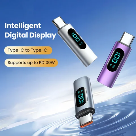 Адаптер PD100W для быстрой зарядки Type C OTG, адаптер с цифровым дисплеем типа C «папа» на Type-C «мама», коннектор для сотовых телефонов, ноутбуков, Macbook