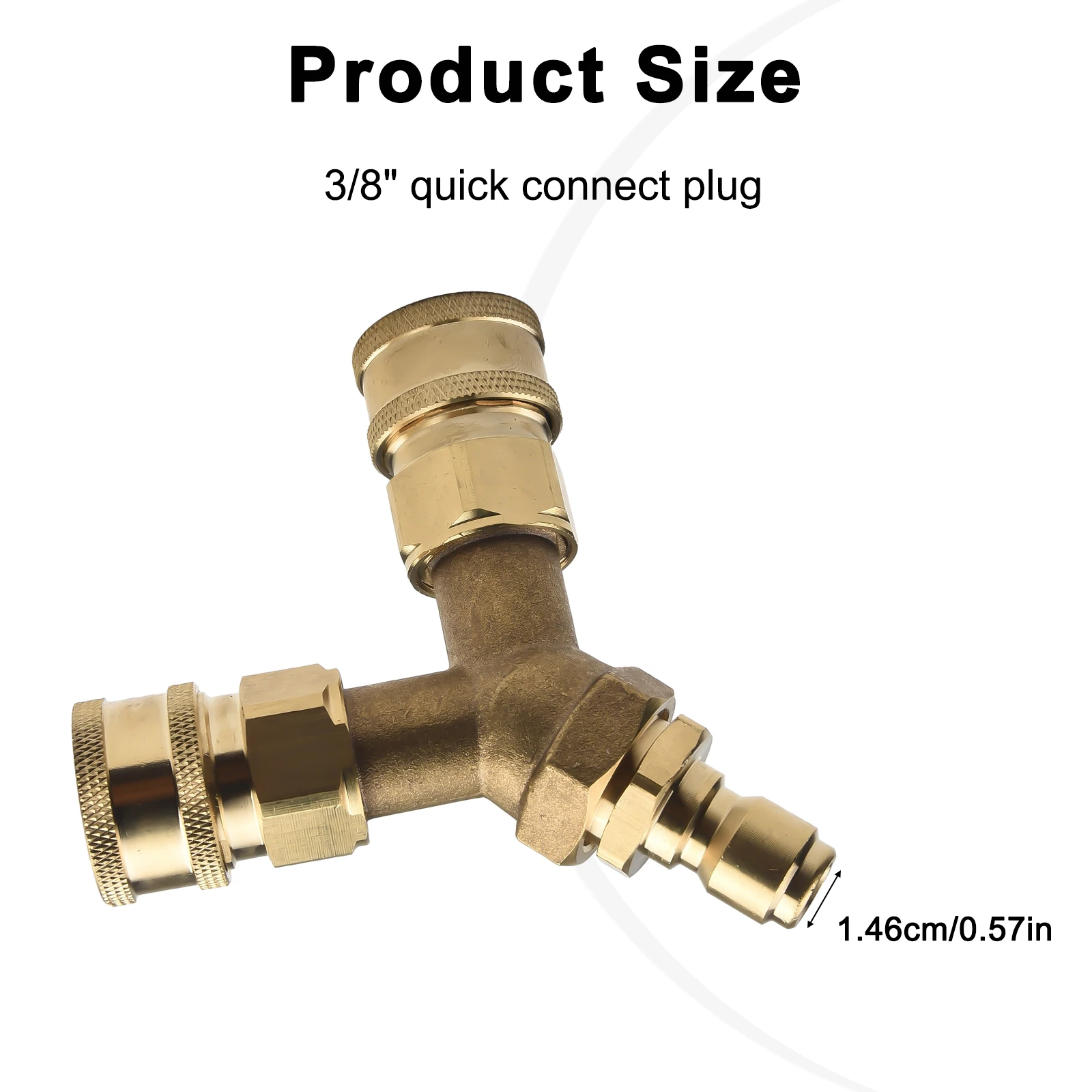 

High Quality High-pressure Washer Washer Tee Splitter Three-way Converts Brass Dual System Gold Splitter 14.8mm