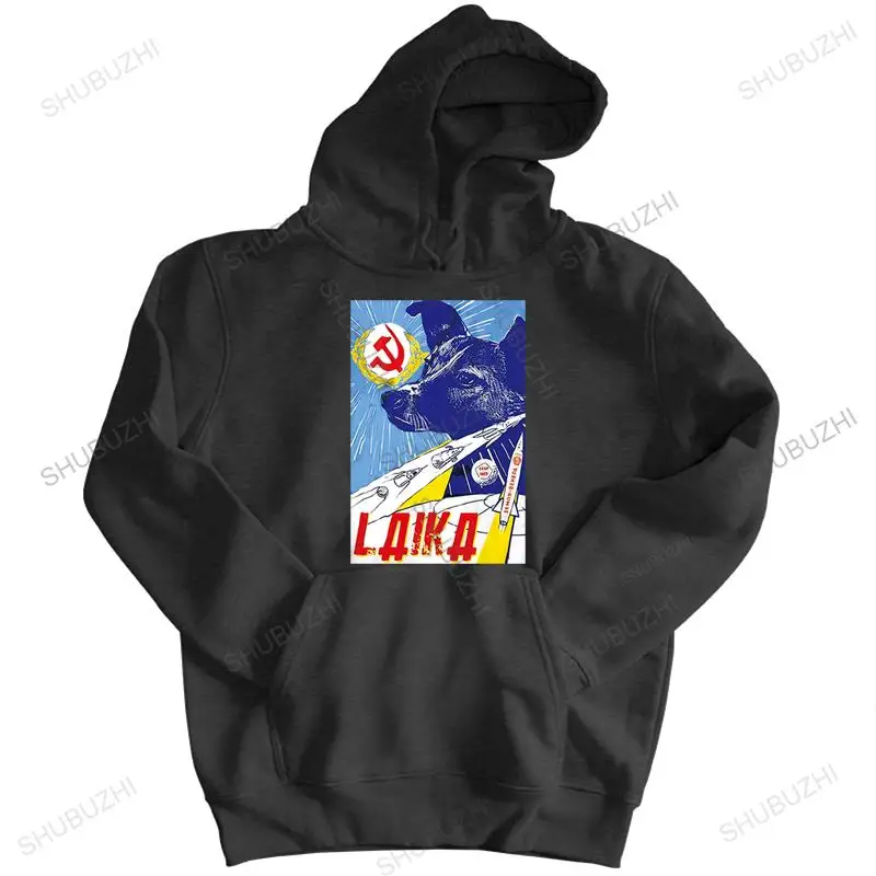 

male autumn hoodies cotton hooded coat black new Space hoody - Laika The Space Dog CCCP Russia Soviet Era Poster Casual hoodie