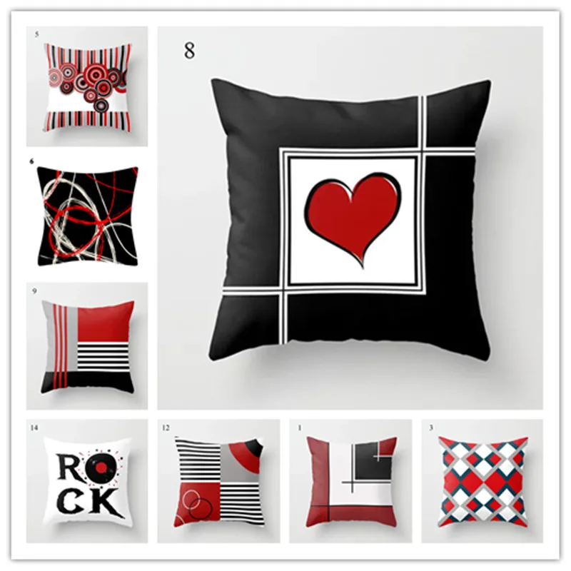 

New Geometric Pillow Case Red Abstract Cushion Cover Plaid Striped Throw Pillow Cover Car Seat Sofa Soft Pillowcases Home Decor