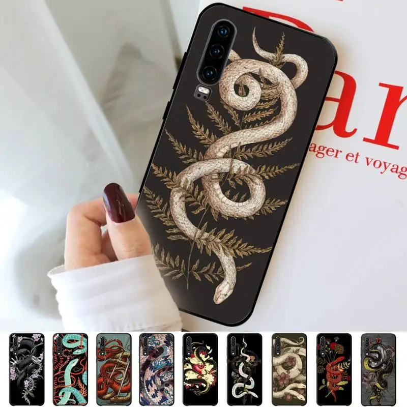 

Snake Flowers Phone Case for Huawei P30 40 20 10 8 9 lite pro plus Psmart2019