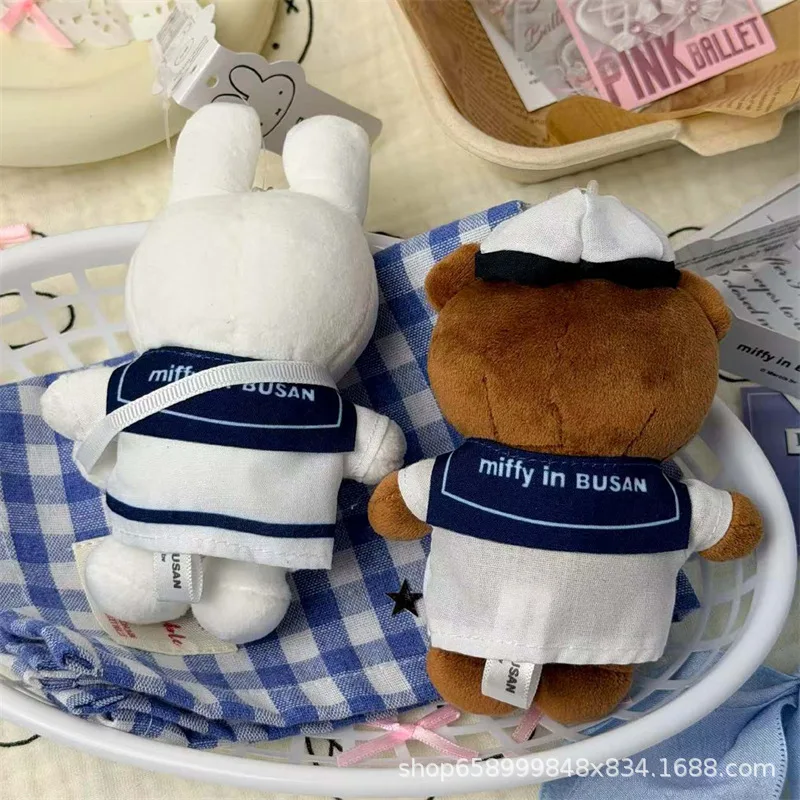 Фото Милая плюшевая игрушка-медведь Миффи Борис в корейском стиле, стоящий рыбак из Бусана, подвесная плюшевая кукла №4
