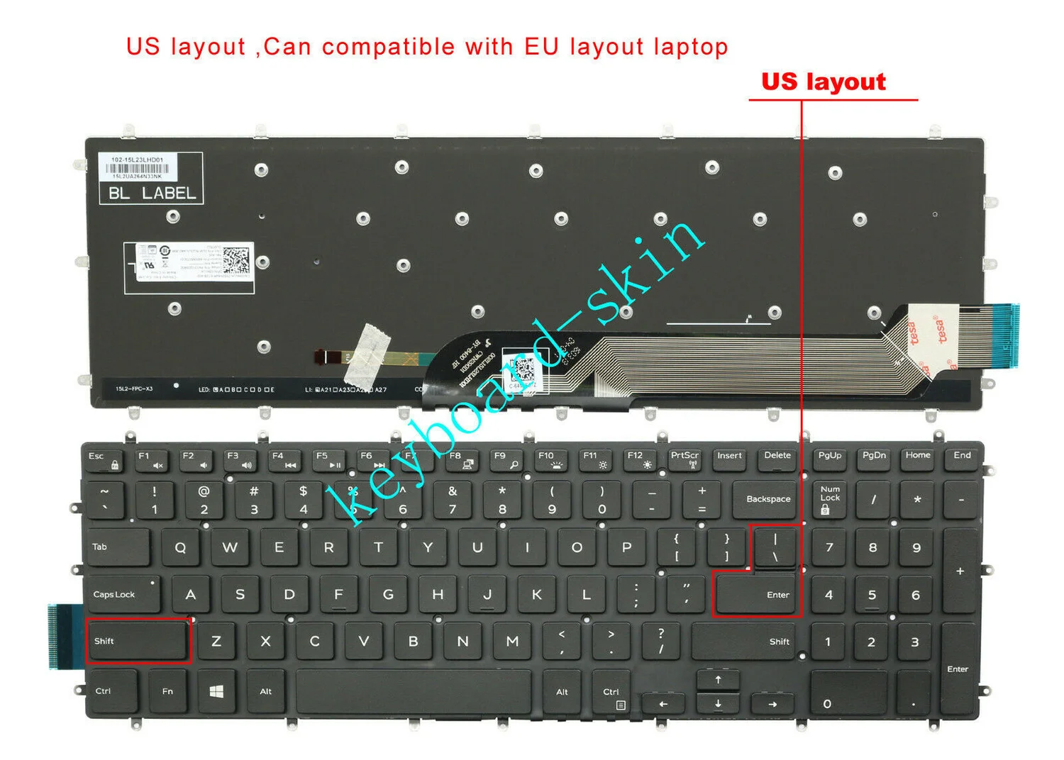 

Новая клавиатура США с подсветкой для ноутбука DELL Latitude 3500 3590 Vostro 5568 7570 7580
