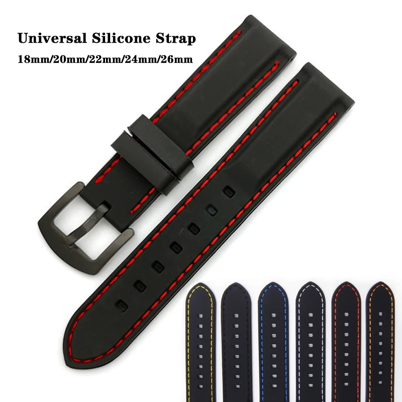 

Ремешок силиконовый для часов, мягкий сменный Браслет для Samsnung Galaxy Watch, спортивный браслет с металлической пряжкой, 18 20 22 24 26 мм