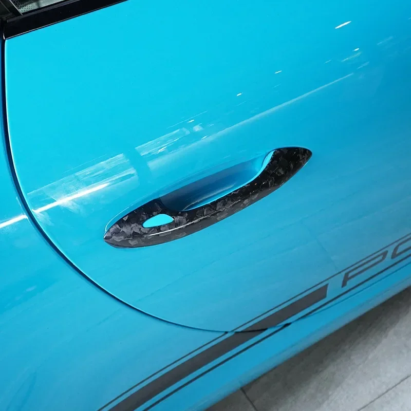 Фото Чехол для Porsche 718 911 Boxster Cayman, ручка дверной ручки с отверстием для датчика, аксессуары из настоящего углеродного волокна №3
