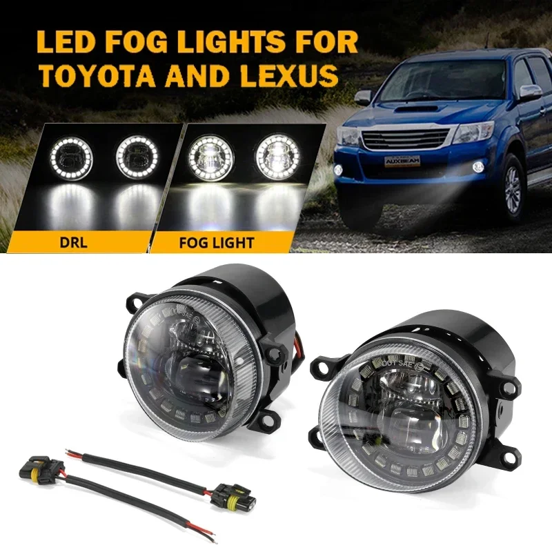 

1 пара, Черная оболочка, прозрачные линзы, автомобильный передний бампер, аналогичный противотуманному ДХО для Toyota/Lexus (белый цвет)