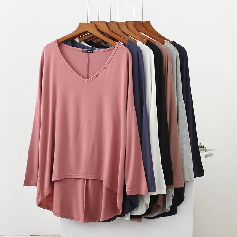 

Practice Clothes Autumn V-neck Yoga Shirts Long-sleeved Dance Tops Women Loose Modal Fitness Bottoming Shirts