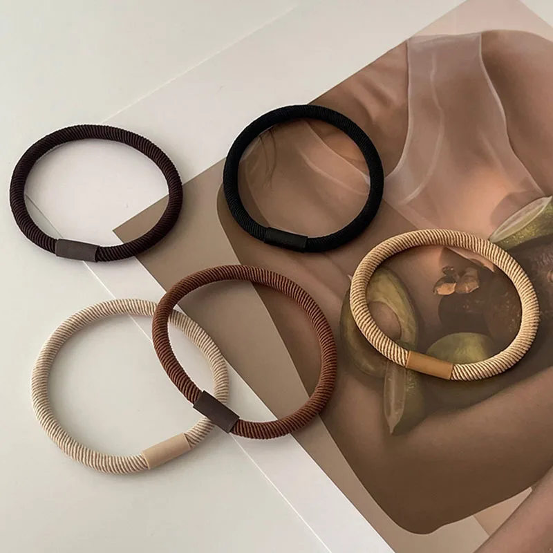 

Резинки для волос женские, эластичные заколки коричневого цвета из Твила, простая эластичная лента для волос, аксессуар на голову