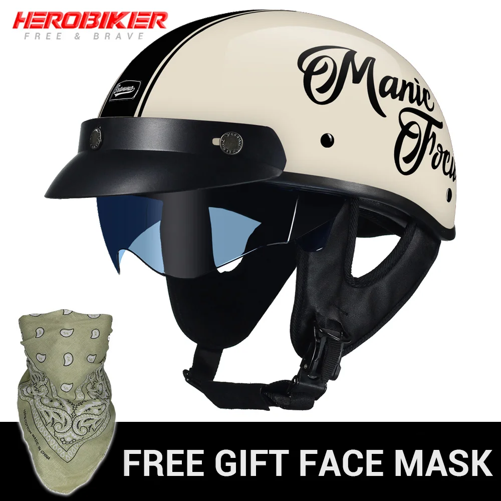 

Motorcycle Helmet DOT Certification Casco Motocross Helmet Retro Scooter Vintage Half Face Biker Motorbike Crash Moto Helmet