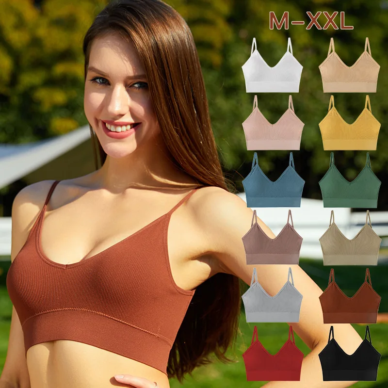 Seamless deep V-large bottom top women's aesthetic anti slip polishing, chest wrap seam versatile underwear 08WX SDZ