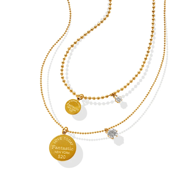 

Personalized Trendy Round Letter Pendant Necklace Elegant Zircon Jewelry Shiny Clavicle Chain Women's Accessories