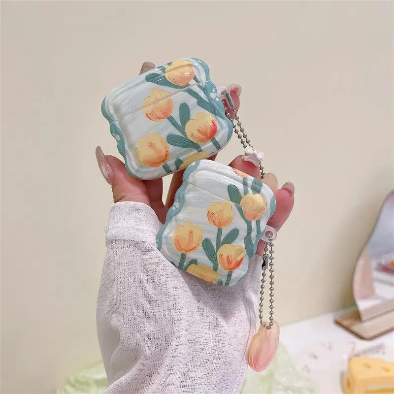 

Oil Painting Tulips Case for Airpods 2 1 Silicone Wireless Headphone Cases for Airpods Pro 3 Earphone Protective Cover