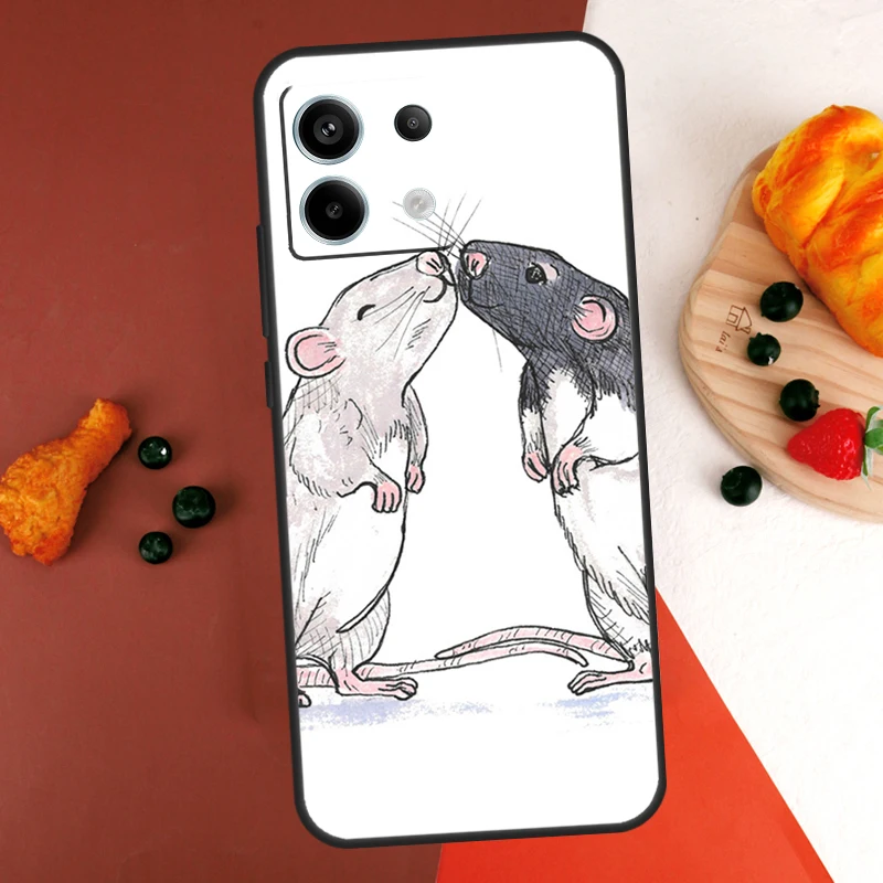 Фото Милый чехол Rattie Rats для Xiaomi Redmi Note 13 14 Pro 9 10 11 12 Pro 10S 11S 12S Redmi 13C 10C 12C 14C Coque №3