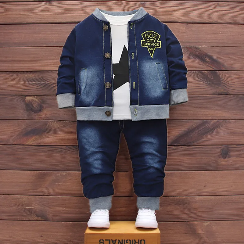 2022 Fashion Autumn Baby Boys Clothes Set Boys Sport Suit Children Sets Kids Clothes Denim Clothes For Boys Clothing 1 3 4 Year
