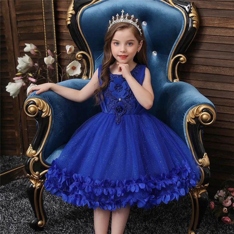 

Vintage Flower Girls Dress for Wedding Party Children Princess Lace Pageant Elegant Gown Kids Dresses for Girls Clothes