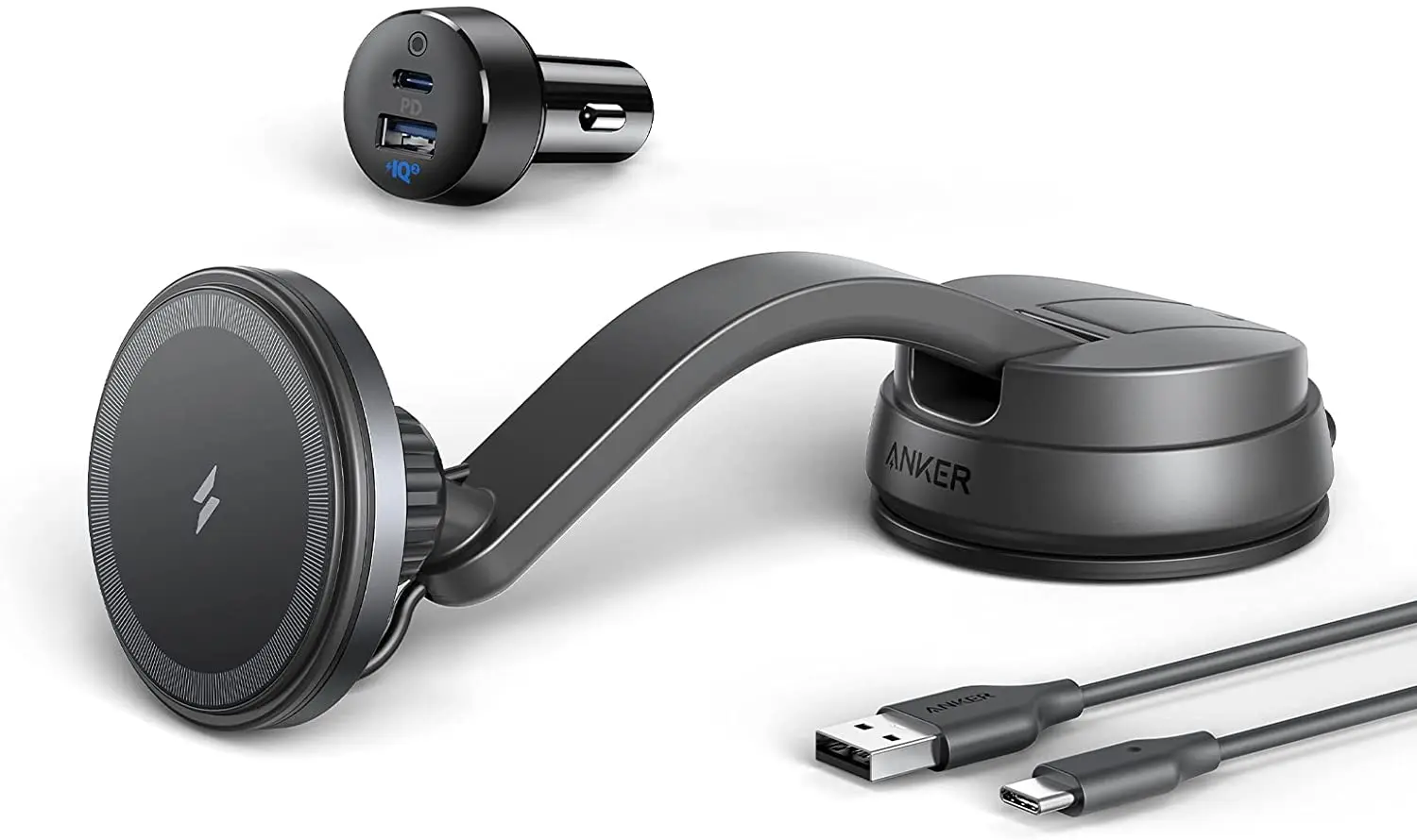 

613 Wireless Charger Car Charging Mount with 2-Port USB Car Charger