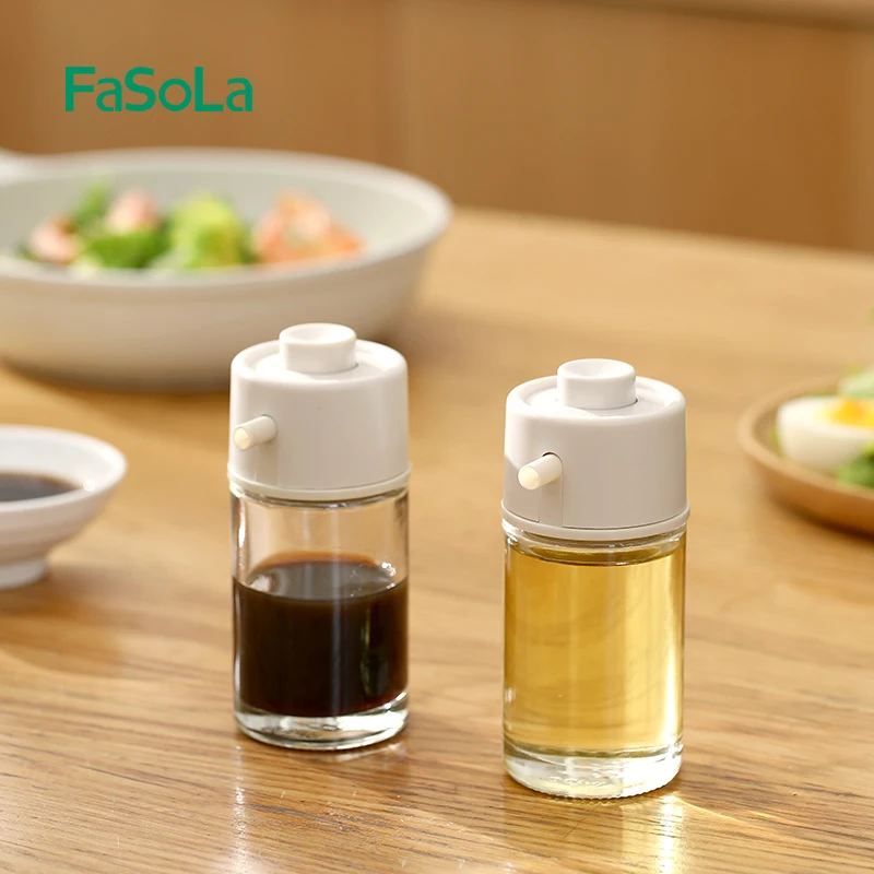 

FaSoLa 100ml Cooking Oil and Vinegar Dispenser Jar Glass Bottle Press Type Seasoning Storage Bottle Spice Metered Oil Bottle