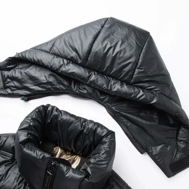 Черный золотой короткий пуховик Дизайнерская одежда мужская Роскошная короткая